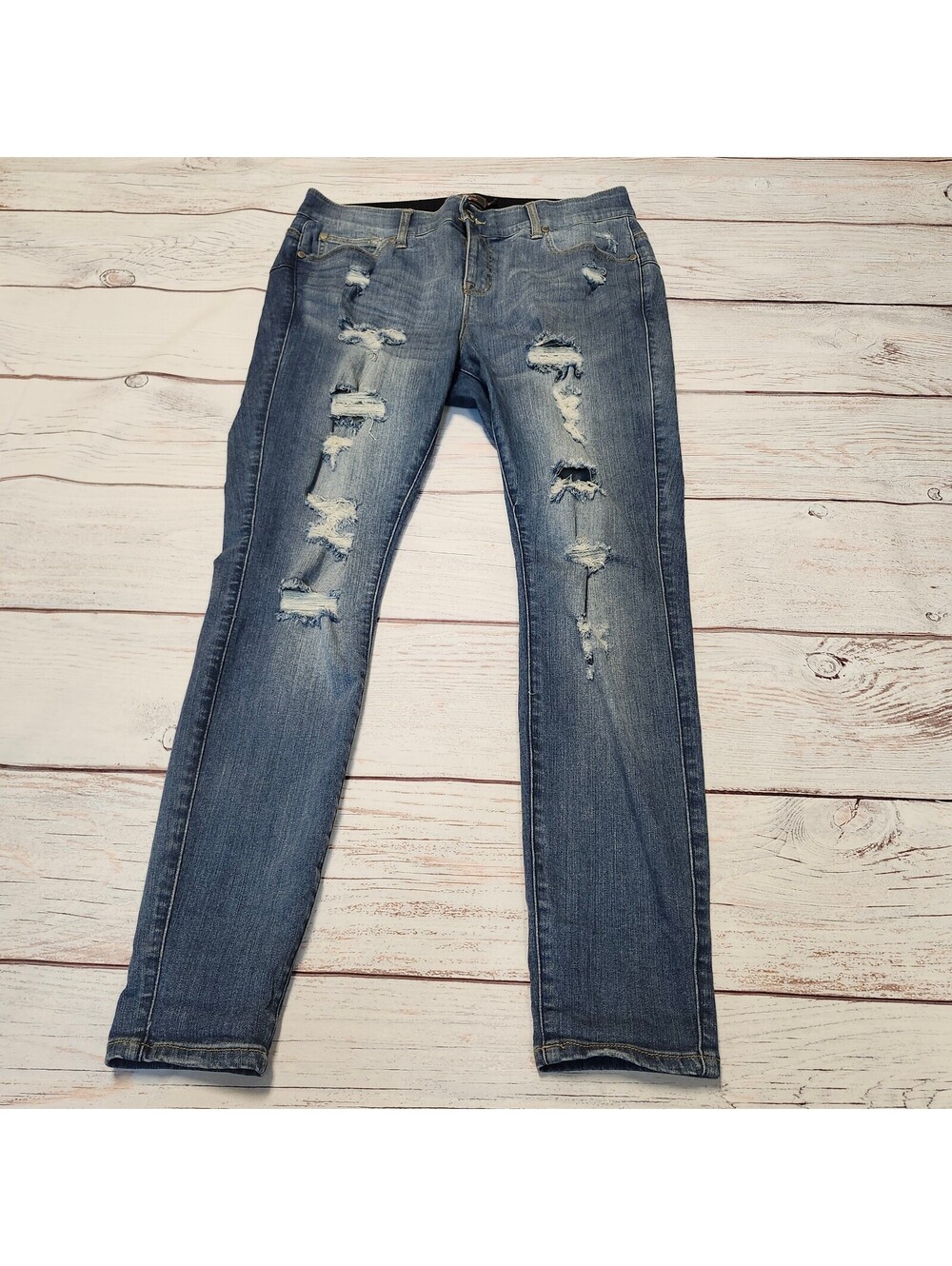 Torrid Premium Stretch Distressed Blue Denim Jeans Size 14